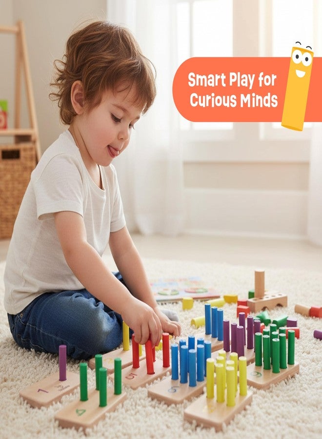 Babbles Wooden Number Peg Board, 1-10 Number Recognition with 57 Pegs, Montessori Inspired Counting Toy for Toddlers, Fine Motor Skills, Hand Eye Coordination - Image 2